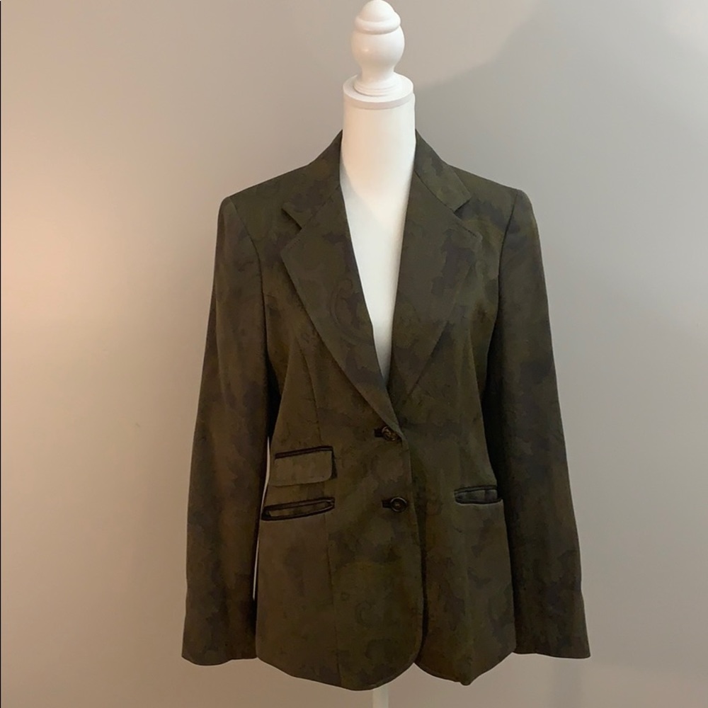 Green brocade Etro hunt coat/blazer